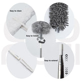 EHOMGUI Microfiber Feather Duster 5 PCS with Extension Pole 30’’ to 90’’, Extendable Long Duster with Reusable Bendable Head for Cleaning Fan/High Ceiling, Blinds, Furniture, Cars