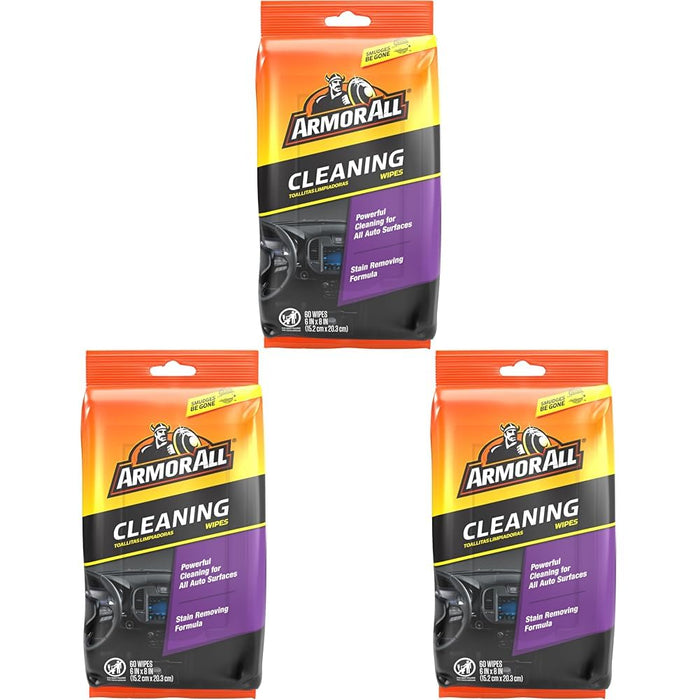 Armor All Car Interior Cleaner Wipes, Interior Cleaning Wipes for Cars, Trucks, Motorcycles, 60 Each (Pack of 3)