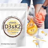 PBNLBFQ 2-in-1 Vitamin D3 K2 Supplement Softgel,10000 IU VIT D3 + 200 MCG Vitamin K2, Free of GMO,Gluten,Soy,Bone Health,Cardiovascular Health Support