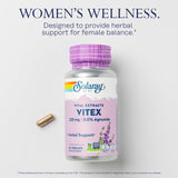 SOLARAY Vitex Berry Extract 225 mg - Chasteberry Supplement for Women - Traditional Hormone Balance Support - Chaste Tree Berry - Vegan, Lab Verified - 60 Servings, 60 VegCaps