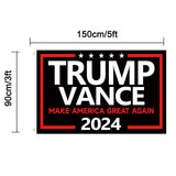 WENWELL Trump Vance 2024 Flag Double-Sided 3x5 Ft - Make America Great Again Trump Vance '24 Presidential Campaign Banners for car Boat Outdoor,Premium 3-Ply Durable Material,Black