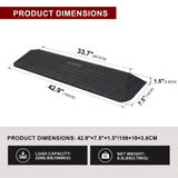 Ruedamann 1.5" Rise Rubber Threshold Ramp, 42.9" Wide Wheelchair Ramp, 2200 Lbs Capacity, Entry Ramp, Curb Ramp with Non-Slip Surface, Door Ramp for Wheelchairs, Scooter, Power Chairs, Driveways