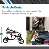 BodyMed Knee Walker for Leg and Foot Injuries with Dual Brakes, Metal Basket & Knee Pad Cover – Collapsible and Adjustable Knee Scooter, Broken Leg Caddy, Better Alternative to Crutches