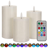 ANGELLOONG Flickering Flameless Candles, Realistic LED Candles with Remote and Timer, Set of 3 Battery Operated Candles for Room Fall Decor Wedding Christmas Decorations