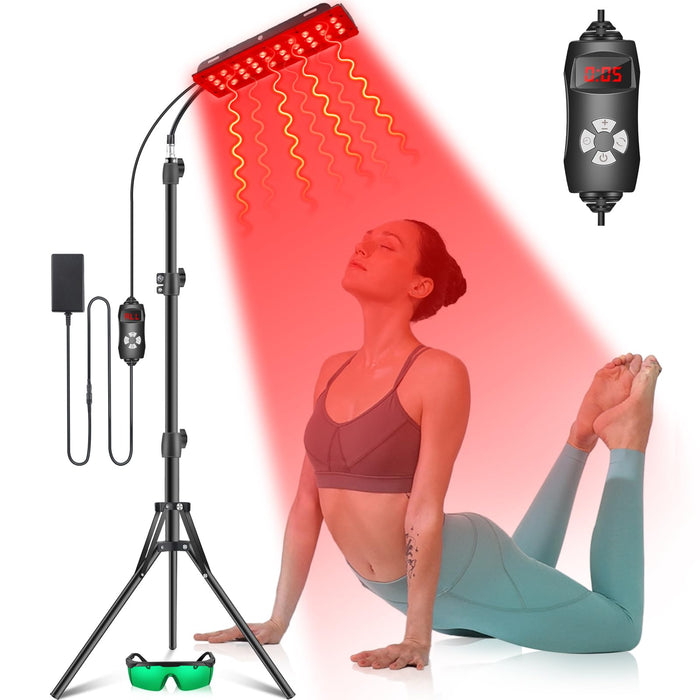 Red Light Therapy Lamp for Body, Infrared Light Therapy Lamps with Stand, 660nm Red and 850nm Near Infrared Red Light Therapy Device for Full Body Overall Health at Home with Eyes Protection Goggles