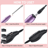 MelodySusie Portable Electric Nail Drill,PC120B Compact Efile Electrical Professional Nail File Kit for Acrylic, Gel Nails, Manicure Pedicure Polishing Shape Tools Design for Home Salon Use, Purple