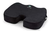 FOMI Extra Wide and Thick Firm Coccyx Seat Cushion | 20” x 16” x 3.5” | Large Black Orthopedic Memory Foam Pad for Car or Truck Seat, Office Chair, Wheelchair | Back Pain Relief