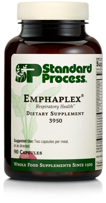 Standard Process Emphaplex - Whole Food Lungs Supplement - Lung Support Supplement, Respiratory Support, and Nervous System Supplements with Thiamin, Riboflavin, Choline, and More - 90 Capsules
