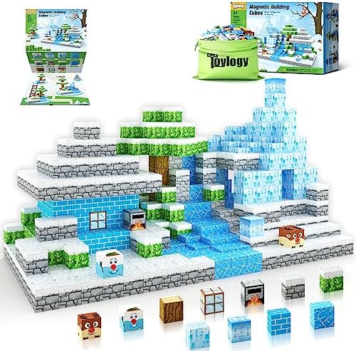 Magnetic Blocks-Build Mine Magnet World Frozen Edtion,Toys for Girls Age 3 4 5 6 7 8 Princess Castle STEM Sensory Kids Games Toys for Toddler Christmas Birthday Gifts for 3+ Years Old Girls & Boys