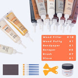 Wood Furniture Repair Kit - 18 Colors Wood Filler Hardwood Laminate Vinyl Floor Repair Kit Wood Putty Cabinet Touch Up Kit - Cover Scratches, Stains, Holes for Table, Door, Veneer, Cherry, Walnut