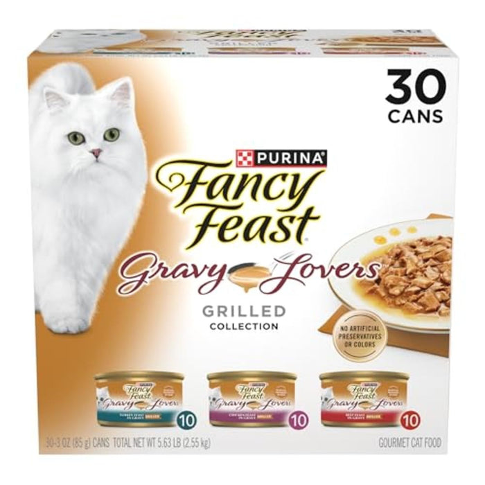 Purina Fancy Feast Gravy Lovers Poultry and Beef Gourmet Wet Cat Food Variety Pack - (Pack of 30) 3 oz. Cans