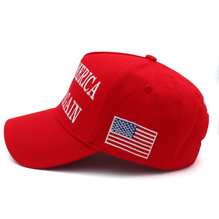 Trump 2024 45-47 MAGA Hat Make America Great Again Donald Trump Slogan with USA Flag Embroidery Adjustable Baseball Cap (2pcs Red MAGA Hat)