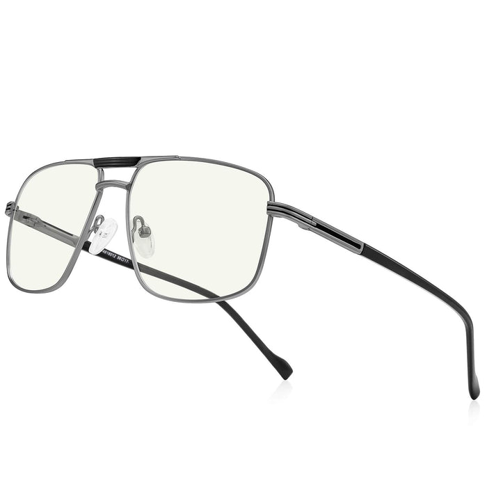 RB.Pilot Reading Glasses for Men Square Double Bridge Blue Light Blocking Computer Readers (grayness, 2.50)