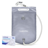 LOKFEHRE Bedside Shower Water Bag - 2.5 GL Portable Water Shower Bag For Hair Washing In Bed. Use with Inflatable Shampoo Basin, Inflatable Hair Washing Basin, Inflatable Bathtub For Elderly (Silver)