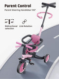 newyoo Tricycle for Toddlers 1-3, Toddler Bike, 5 in 1 Trike with Push Handle, Christmas and Birthday Gift and Toy for Girls, Convert to Baby Balance Bike, Pink, TR008