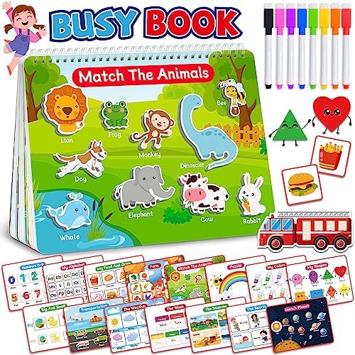 Benresive Montessori Busy Book for Toddlers 2-4, Preschool Toddler Learning Activities Crafts, Sticker Books for 2 3 4 Year Old Boys Girls Birthday Gifts, Autism Sensory Toys