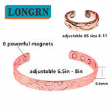 LONGRN-Pure Copper Magnetic Ring & Bracelet Adjustable Size for Women