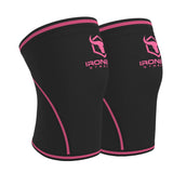 Knee Sleeves 7mm (1 Pair) - High Performance Knee Sleeve Support For Weight Lifting, Cross Training & Powerlifting - Best Knee Wraps & Straps Compression - For Men and Women (Black/Pink, Medium)