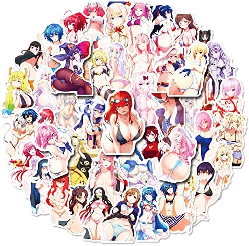 50Pcs Sexy Kawaii Anime Girls Stickers Waifu Sticker Decals Vinyl Waterproof for Laptop Water Bottle Skateboard Adults