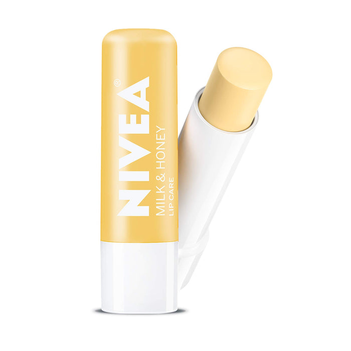 NIVEA Milk and Honey Lip Care, Moisturizing Lip Balm Stick with Shea Butter, 4 Pack of 0.17 Oz Sticks