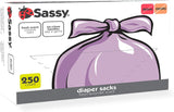 Sassy 250 Count Disposable Diaper Sacks, Lavender Scented, Easy-to-Tie, Diaper Disposal or Pet Waste Bags