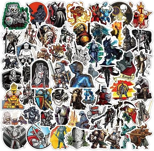 Knight Stickers 60pcs Spirit Decals Aesthetic Waterproof Vinyl Pack Stickers for Water Bottle Laptop Adults Phone Skateboard DIY Decorative Supplies Activities Party