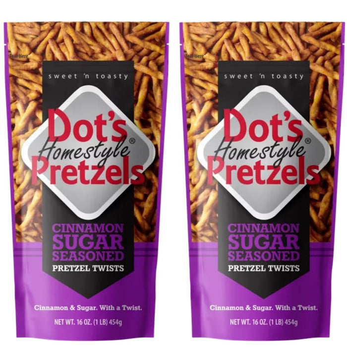 Dot's Pretzels Cinnamon Sugar Pretzel Twists | 2, 16 oz Bags