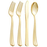 Supernal 360pcs Gold Plastic Silverware Heavy Duty,Gold Silverware Disposable, Plastic Silverware Sets for Parties with 120 Gold Plastic Forks,120 Disposable Knives and 120 Disposable Spoons