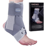 SNEINO Ankle Brace for Women & Men - Ankle Brace for Sprained Ankle, Adjustable Lace Up Ankle Brace for Running, Basketball, Volleyball, Ankle Support Brace for Sprain, Injury Recovery, Grey-Large