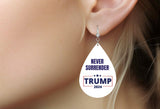 Trump Earrings - Never Surrender President Trump Earrings for Women