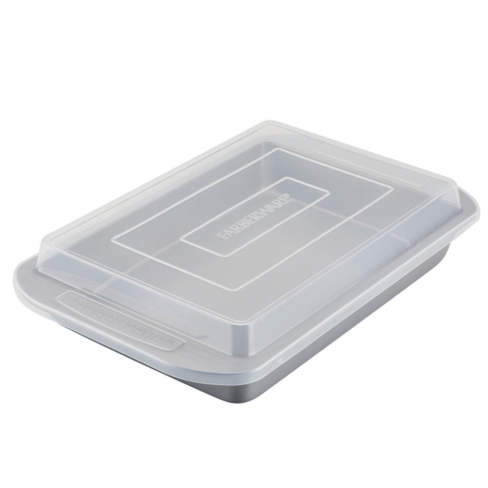Farberware Nonstick Bakeware Baking Pan With Lid / Nonstick Cake Pan With Lid, Rectangle - 9 Inch x 13 Inch, Gray