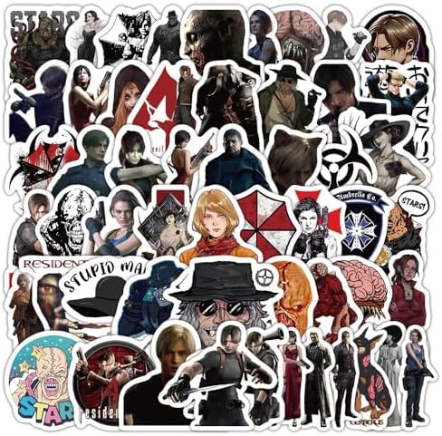 60PCS Resident Evi Stickers, Waterproof Vinyl Decals for Water Bottle, Laptop, Phone, Guitar, Terror Game Stickers for Fans Adults Teens Kids for Game Lovers