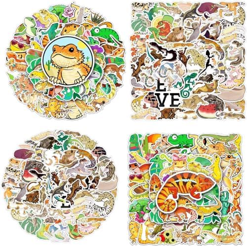100 Packs Wall Lizard Stickers Water Bottles Laptop Phone Computer Guitar Skateboard Hydroflasks Gecko Cartoon Animal Vinyl Sticker Waterproof Aesthetic Trendy Decals for Teens Girls Adults