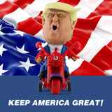 DINOBROS President Donald Trump 2024 Toy Figure Riding Motorcycle Funny Rev Up Car Novelty Gag Gift for Trump Fans