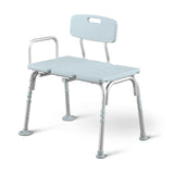Medline Tub Transfer Bench and Shower Chair with Microban Antimicrobial Protection, Adjustable Shower Bench and Bath Seat For Seniors And Elderly, 350 lb. Weight Capacity, Light Blue