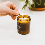 Calyan Wax Soy Wax Candle, Oakmoss & Amber Scented Candle for The Home | Premium Candle with Essential Oils | 7.2 oz 57 Hour Burn | Soy Candle in Amber Glass Jar | Aromatherapy Gift