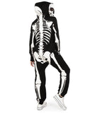 Tipsy Elves Halloween Skeleton Costume for Women - Comfy Easy Adult Onesie Jumpsuit - Front and Back Print with Zip Up Mask - Women's White Skeleton Jumpsuit Halloween Costume Size XX-Large