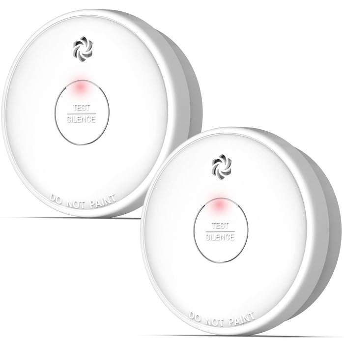 Fire Alarms Smoke Detectors, Smoke Alarm Battery Operated,Fire Alarm with Test Button & Low Battery Signal, Photoelectric Technology Fire Detectors for Bedroom and Home (2 Pack)