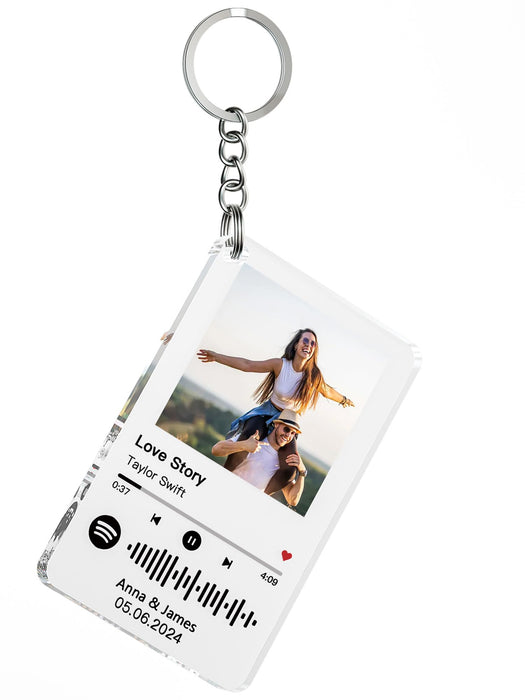 Custom Spotify Keychain Customized Acrylic Music Song Key Ring Personalized Photo Keychains Gifts for Lover