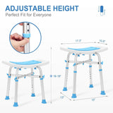 Health Line Massage Products Heavy Duty Shower Stool 550lb Bath Seat Chair, Tool-Free Assembly Height Adjustable Padded Seat Bench for Seniors, Elderly, Disabled, Handicap (FSA or HSA Eligible)