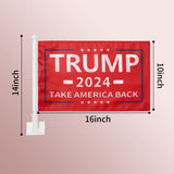 2 Pack Car Flags,Car Flag Donald Trump 2024 Take America Back Flag Outdoor and Car Flag Pole, Car Logo Window Clip Can be Clipped to Most Windows 14 inch Flag Pole and 16 x 10 inch Double Sided Flag