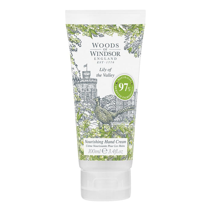 WOODS OF WINDSOR  Hand Cream, Nourishing Lily of the Valley Hand Cream for Men and Women, Moisturizing Hand Cream with Vitamin E and Shea Butter, Lily of the Valley Scent 100ml