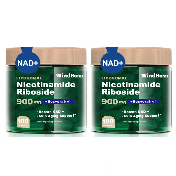 WindBoss Liposomal Nicotinamide Riboside 900mg with Resveratrol, Quercetin, NAD Supplement for Anti-Aging, Energy, Focus - 100 Capsules*2 Pcs