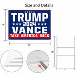 Shmbada Trump Vance 2024 Take America Back Yard Sign with Metal Stake - 20 x 14 Inch Double Sided Outdoor Decorative Trump Signs for Garden Yard Lawn House