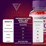(3 Pack) Metabolix Labs Keto ACV Gummies, Metabolix Labs Keto ACV Gummies Advanced Weight Plus Loss Supplement, Metabolic Keto Plus ACV Apple Cider Vinegar 1000MG Folate (180 Gummies)