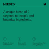 Needed. Cognitive Support - Comprehensive Nootropics Brain Support Supplement with Ashwagandha, Reishi & Lion's Mane Mushrooms, Breastfeeding Safe - Supports Focus, Attention, & Memory, 30-Day Supply