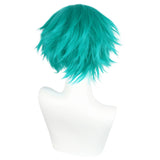 Anogol Hair Cap + Short Teal Green Men's Cosplay Turquoise Wig for Cosplay Men Teal Bluish Green Wigs for Halloween Christmas Event Costume Party