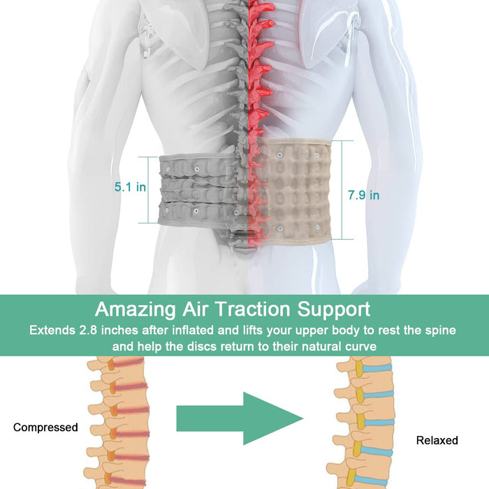 HONGJING Back Decompression Belt Lumbar Support for Back Pain Relief Lower Back Traction Device, One Size Fits 29-49 Waist