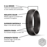 SafeRingz Metallic Silicone Wedding Ring, 6mm, Made in the USA, Men or Women, Gunmetal 9