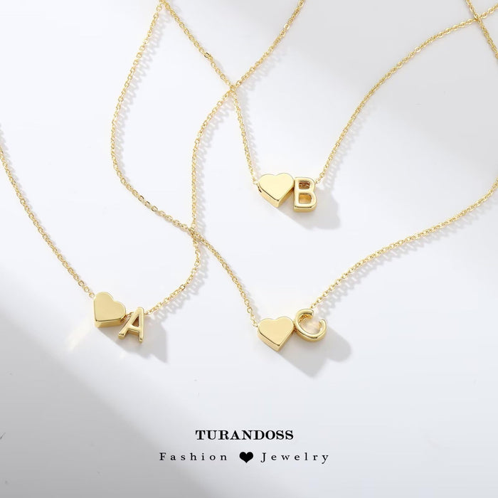 Turandoss Gold Heart Necklaces for Women Trendy, 18K Gold Plated Tiny Heart Initial M Necklace Dainty Heart Necklace Birthday Gifts Gold Initial Necklaces Jewelry Christmas Gifts for Women